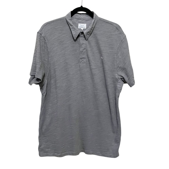 Rag & Bone Men’s Gray Short Sleeve Interlock Cotton Polo Shirt Size L - Picture 1 of 8